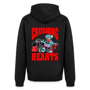 Crushing Hearts Monstertruck T-rex Boys - Unisex Premium Bio Zip Hoodie - Schwarz - Hinten - Nico (187cm)