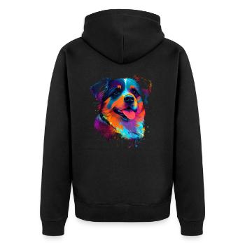 Süsser bunter Hund - Unisex Premium Bio Zip Hoodie - Schwarz - Hinten - Nico (187cm)