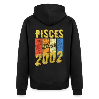 Fische 2002 Geburtstag Sternzeichen Geschenk - Unisex Premium Bio Zip Hoodie - Schwarz - Hinten - Nico (187cm)