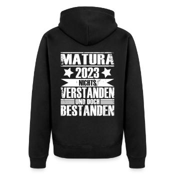 Matura 2023 - Unisex Premium Bio Zip Hoodie - Schwarz - Hinten - Nico (187cm)