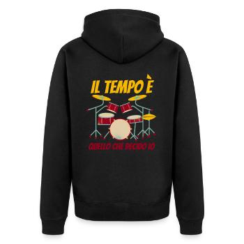 Il Tempo Quello Che Decido Io Strumento Rocknroll - Unisex Premium Bio Zip Hoodie - Schwarz - Hinten - Nico (187cm)