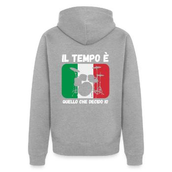 Il Tempo Quello Che Decido Io Strumento Italien - Unisex Premium Bio Zip Hoodie - Grau meliert - Hinten - Nico (187cm)