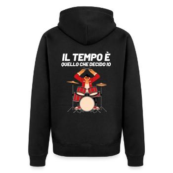 Il Tempo Quello Che Decido Io Strumento Schlagzeug - Unisex Premium Bio Zip Hoodie - Schwarz - Hinten - Nico (187cm)