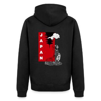 Japan Japanese Temple Yoga Manga Meditation - Unisex Premium Organic Zip Hoodie - black - Back - Nico (187cm)