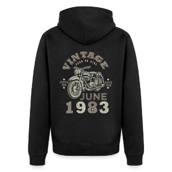 Born in June 1983 40 years old motorcycle - Unisex Premium Organic Zip Hoodie - black - Back - Nico (187cm)