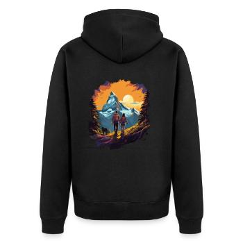 Zermatt, Matterhorn, Matterhorn mountain, hiker - Unisex Premium Organic Zip Hoodie - black - Back - Nico (187cm)