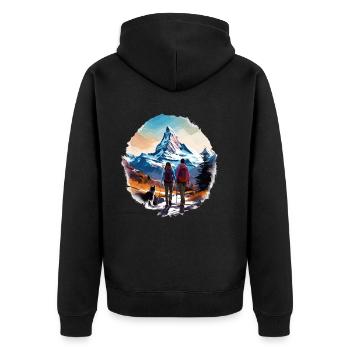 Zermatt, Matterhorn, Matterhorn mountain, hiker - Unisex Premium Organic Zip Hoodie - black - Back - Nico (187cm)