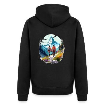 Zermatt, Matterhorn, Matterhorn mountain, hiker - Unisex Premium Organic Zip Hoodie - black - Back - Nico (187cm)