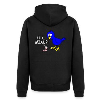 Ääh miau - Unisex Premium Bio Zip Hoodie - Schwarz - Hinten - Nico (187cm)