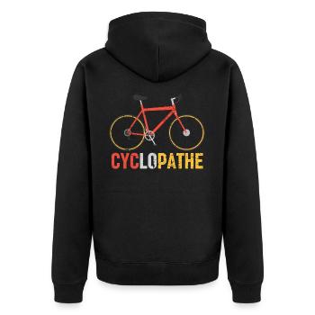Cyclopathe humour vélo cadeau cyclisme cycliste - Veste à capuche bio Premium Unisexe - noir - Dos - Nico (187cm)