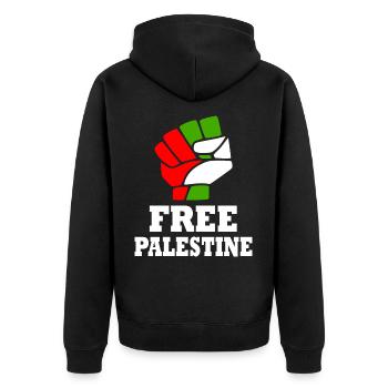 Free palestine - Unisex Premium Organic Zip Hoodie - black - Back - Nico (187cm)