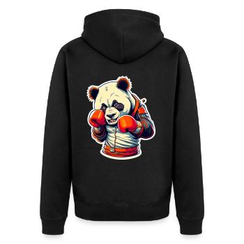 Panda Boxen - Unisex Premium Bio Zip Hoodie - Schwarz - Hinten - Nico (187cm)