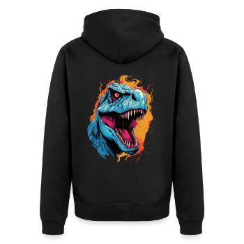 T-Rex Dinosaur Dino Tyrannosaurus Rex Vintage - Unisex Premium Organic Zip Hoodie - black - Back - Nico (187cm)