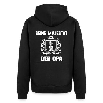 Seine Majestät der Opa - Unisex Premium Bio Zip Hoodie - Schwarz - Hinten - Nico (187cm)