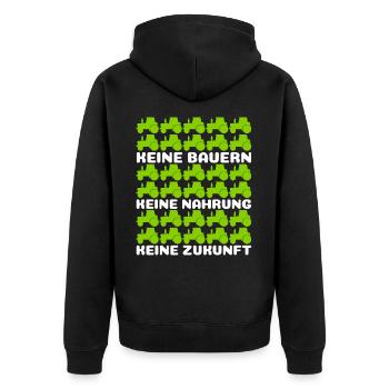 Keine Bauern Keine Nahrung Keine Zukunft Bauer - Unisex Premium Bio Zip Hoodie - Schwarz - Hinten - Nico (187cm)