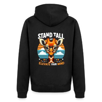 Smart Giraffe Stand tall & Elevate Your Mind - Unisex Premium Organic Zip Hoodie - black - Back - Nico (187cm)