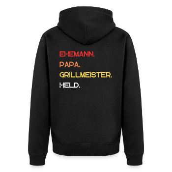 Husband dad grill master hero cool gift idea - Unisex Premium Organic Zip Hoodie - black - Back - Nico (187cm)