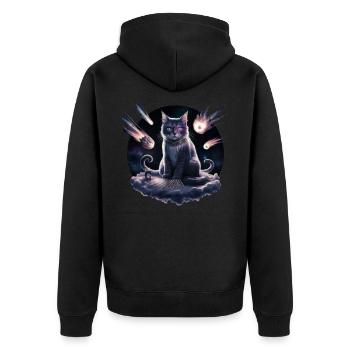 Kitku der Hellseher - Unisex Premium Bio Zip Hoodie - Schwarz - Hinten - Nico (187cm)