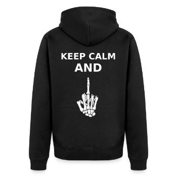 Keep Calm and Middle Finger - Unisex Premium Organic Zip Hoodie - black - Back - Nico (187cm)