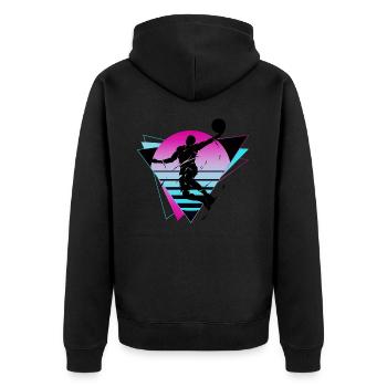 Basketball Basketballer Spieler Fan Neon Bunt - Unisex Premium Bio Zip Hoodie - Schwarz - Hinten - Nico (187cm)