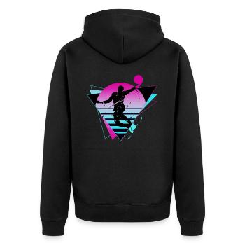 Basketball Basketballer Spieler Fan Neon Bunt - Unisex Premium Bio Zip Hoodie - Schwarz - Hinten - Nico (187cm)