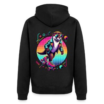 Loutre cool sur patins à roulettes avec lunettes de soleil - Veste à capuche bio Premium Unisexe - noir - Dos - Nico (187cm)