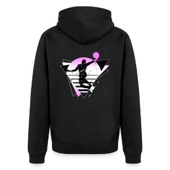 Basketball Basketballer Spieler Fan Neon Bunt - Unisex Premium Bio Zip Hoodie - Schwarz - Hinten - Nico (187cm)