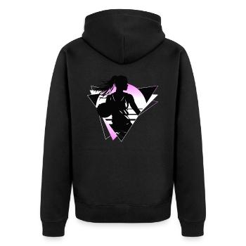 Basketball Basketballerin Spielerin Fan Neon Bunt - Unisex Premium Bio Zip Hoodie - Schwarz - Hinten - Nico (187cm)
