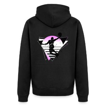 Basketball Basketballer Spieler Fan Neon Bunt - Unisex Premium Bio Zip Hoodie - Schwarz - Hinten - Nico (187cm)