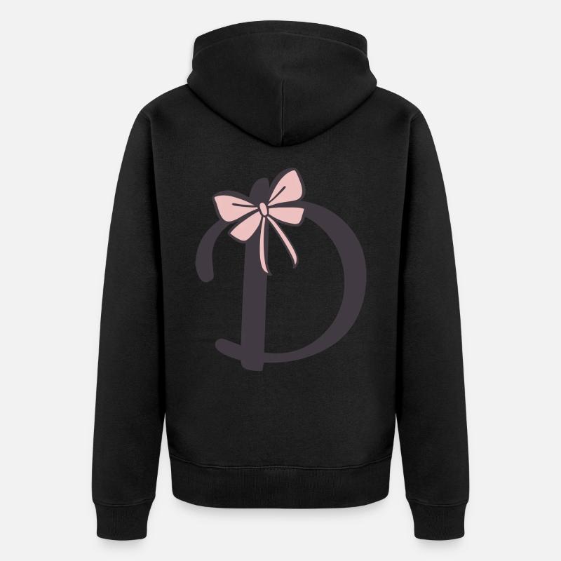 Anfangsbuchstabe D Schleifchen - Unisex Premium Bio Zip Hoodie - Schwarz