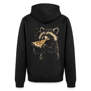 Raton laveur mangeant de la pizza - Veste à capuche bio Premium Unisexe - noir - Dos - Nico (187cm)