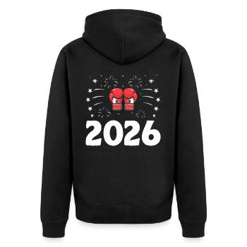 Nouvel An 2026 Boxer Sports Force Gym Athlète - Veste à capuche bio Premium Unisexe - noir - Dos - Nico (187cm)