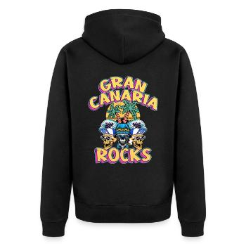Gran Canaria Summer Sun Beach Palm Trees Skull - Unisex Premium Organic Zip Hoodie - black - Back - Nico (187cm)