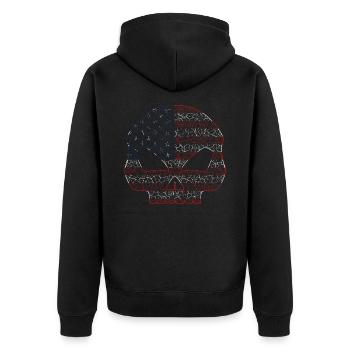 Skull USA - Unisex Premium Bio Zip Hoodie - Schwarz - Hinten - Nico (187cm)