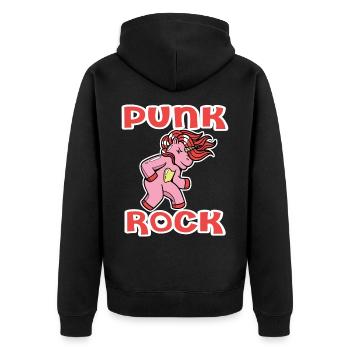 Punkrock Musik Punker Punkrock Irokesenschnitt - Unisex Premium Bio Zip Hoodie - Schwarz - Hinten - Nico (187cm)