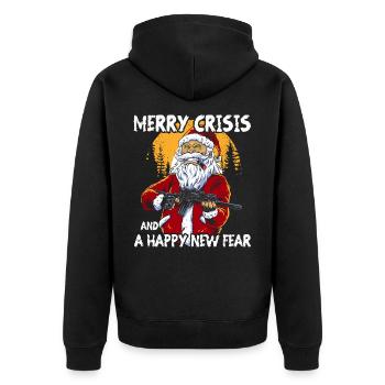 Merry Crisis - Unisex Premium Bio Zip Hoodie - Schwarz - Hinten - Nico (187cm)