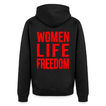 Women life freedom iran - Unisex Premium Bio Zip Hoodie - Schwarz - Hinten - Nico (187cm)
