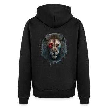 Zombielöwe: Schrecklicher König der Wildnis - Unisex Premium Bio Zip Hoodie - Schwarz - Hinten - Nico (187cm)