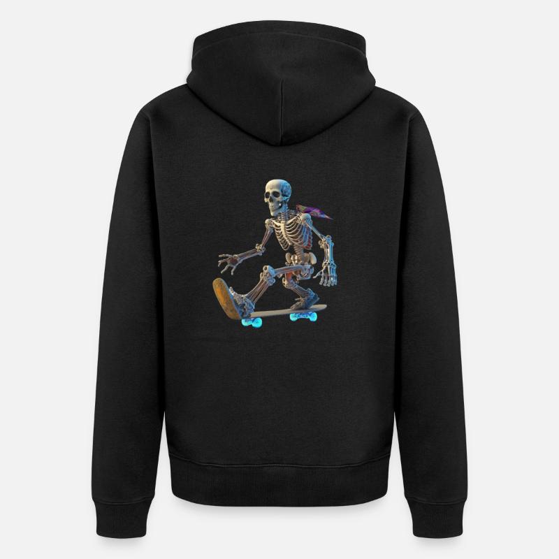 Skeleton-skateboarder - Veste à capuche bio Premium Unisexe - noir