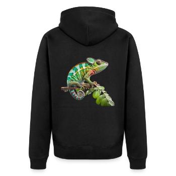 Colorful chameleon life - Unisex Premium Organic Zip Hoodie - black - Back - Nico (187cm)