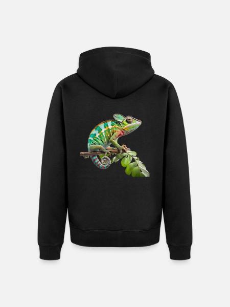 Buntes Chamäleon-Leben - Unisex Premium Bio Zip Hoodie - Schwarz