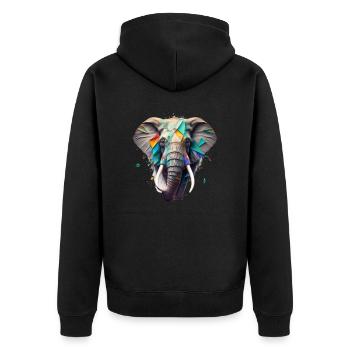 Eins mit der Natur - Elefant - Unisex Premium Bio Zip Hoodie - Schwarz - Hinten - Nico (187cm)