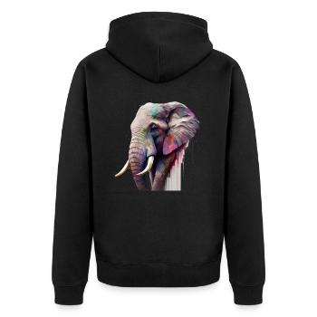 Elephant power - Unisex Premium Organic Zip Hoodie - black - Back - Nico (187cm)