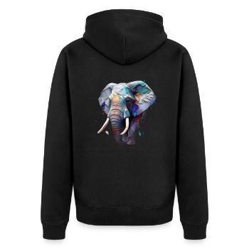 Wild und frei - Elefant - Unisex Premium Bio Zip Hoodie - Schwarz - Hinten - Nico (187cm)