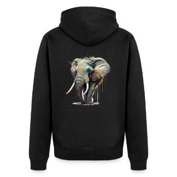 Eins mit der Natur - Elefant - Unisex Premium Bio Zip Hoodie - Schwarz - Hinten - Nico (187cm)