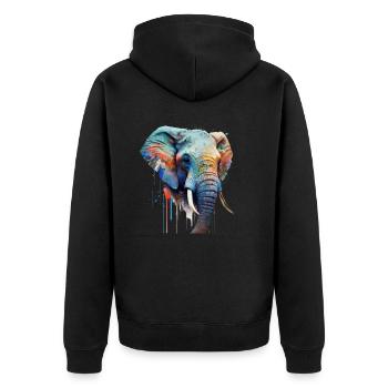 Wild und frei - Elefant - Unisex Premium Bio Zip Hoodie - Schwarz - Hinten - Nico (187cm)