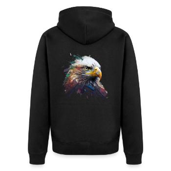 Liberté en couleur: Portrait d’aigle sur toile - Veste à capuche bio Premium Unisexe - noir - Dos - Nico (187cm)