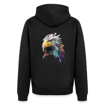 La tête d’aigle: une peinture à l’huile colorée - Veste à capuche bio Premium Unisexe - noir - Dos - Nico (187cm)