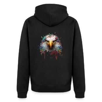 Freedom in Color: Eagle Portrait on Canvas - Unisex Premium Organic Zip Hoodie - black - Back - Nico (187cm)