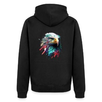 L’aigle en couleurs : un portrait artistique - Veste à capuche bio Premium Unisexe - noir - Dos - Nico (187cm)